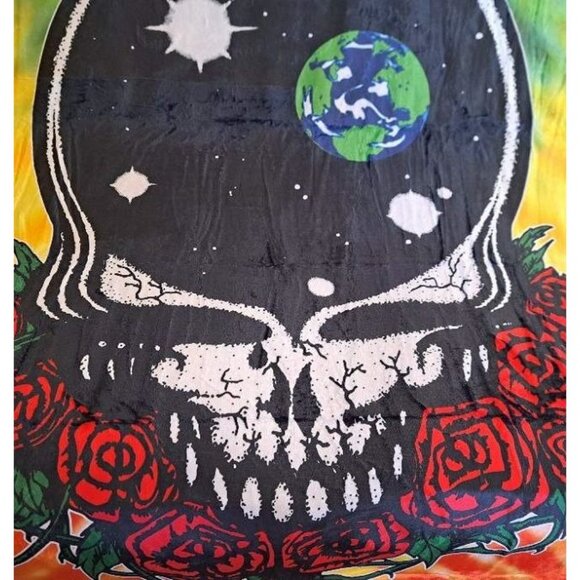 New Grateful Dead Plush Fleece Throw Gift Blanket Space Your Face Rainbow Skull - Picture 4 of 5